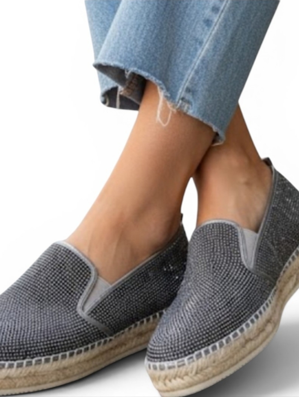 Steve Madden Chopur-R Rhinestone Espadrile Platform Mules SZ 9.5B